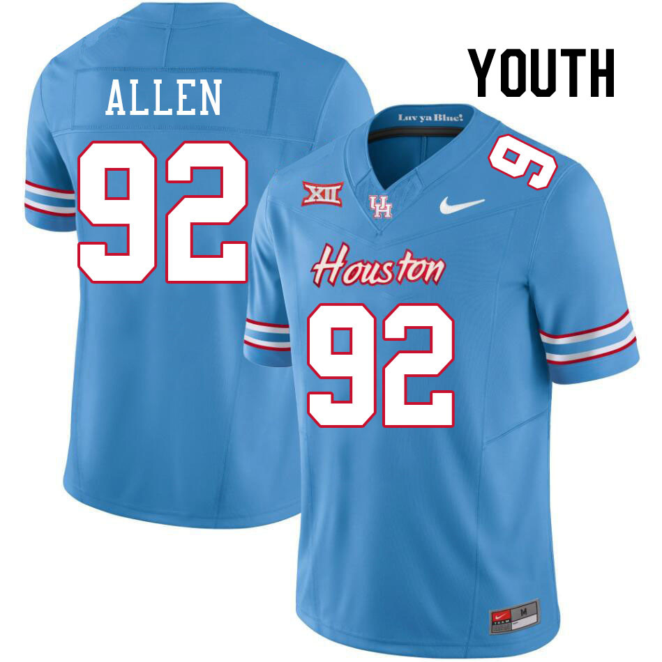 Youth #92 Carlos Allen Houston Cougars College Football Jerseys Stitched-Oilers